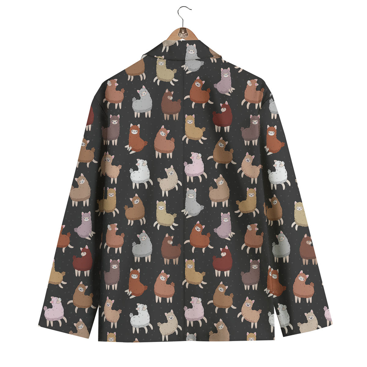 Happy Llama Print Pattern Men's Blazer-grizzshop