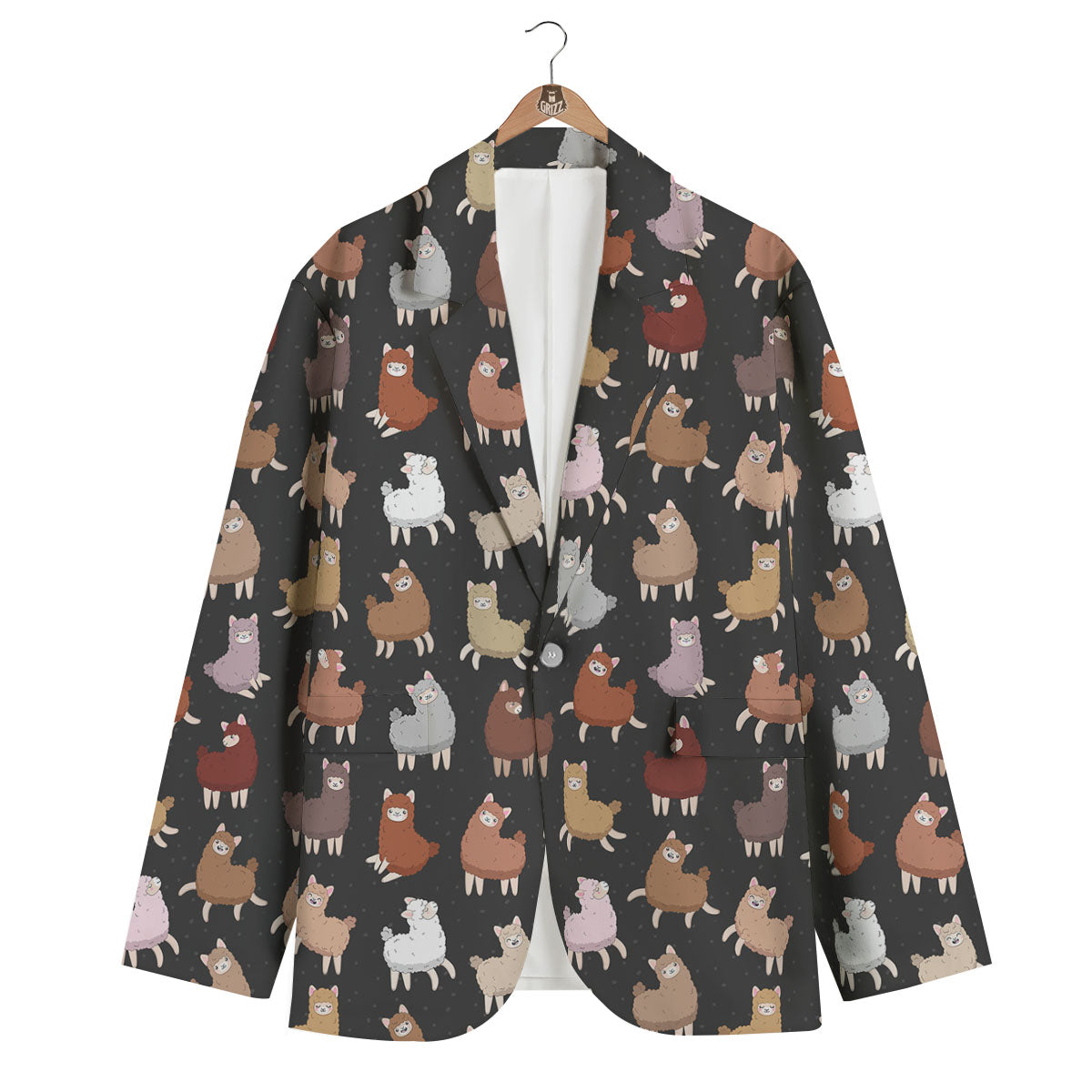 Happy Llama Print Pattern Men's Blazer-grizzshop