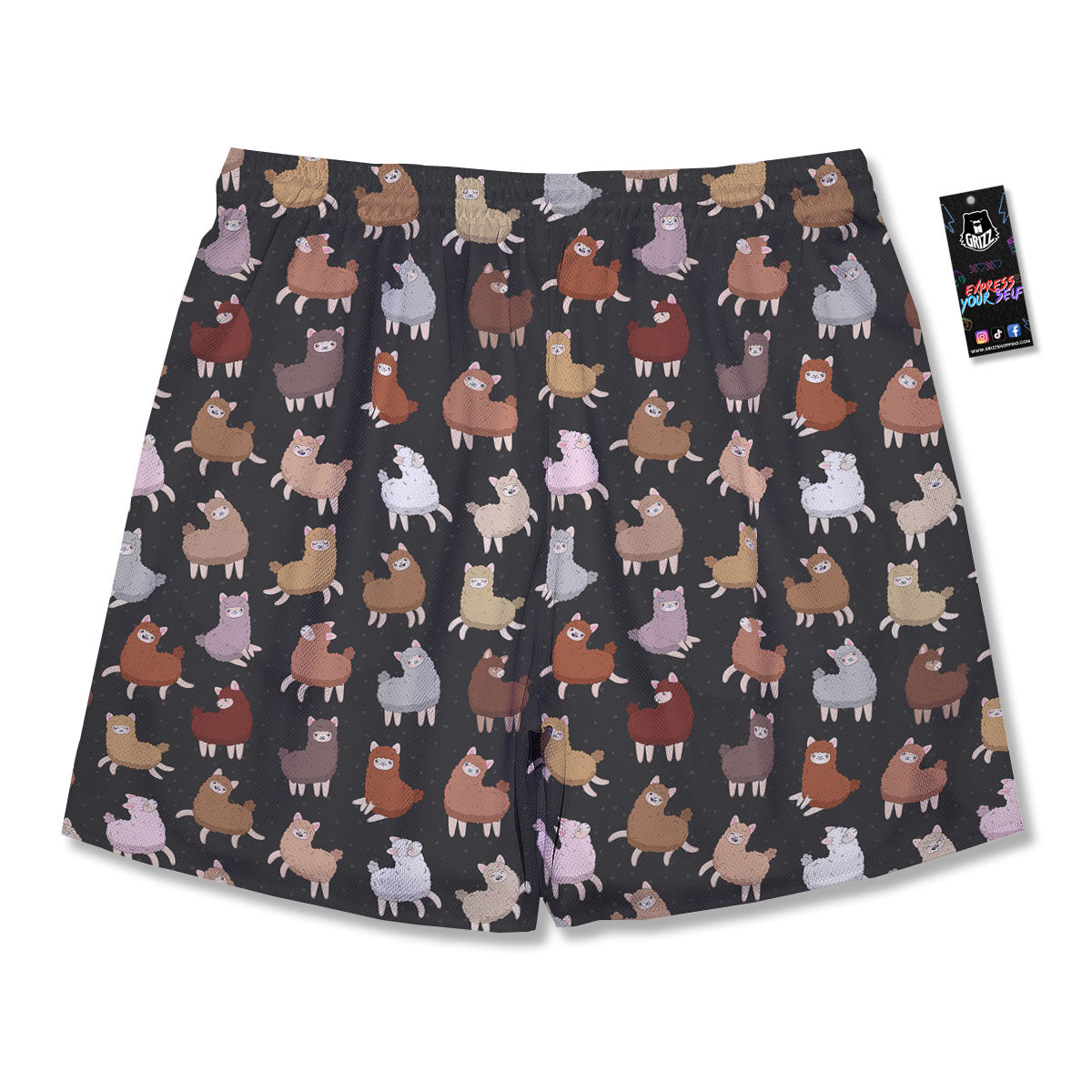 Happy Llama Print Pattern Men's Running Shorts-grizzshop