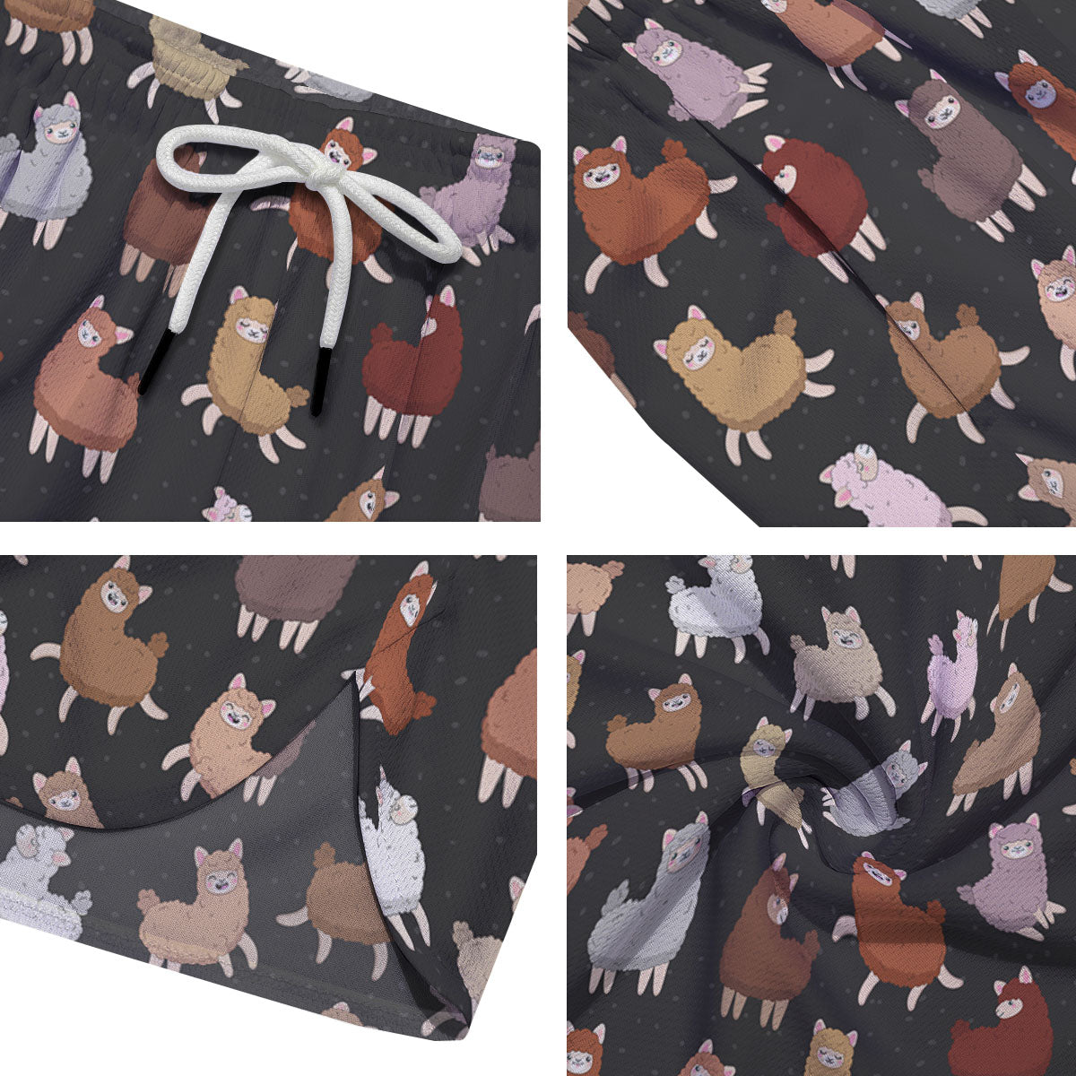 Happy Llama Print Pattern Men's Running Shorts-grizzshop