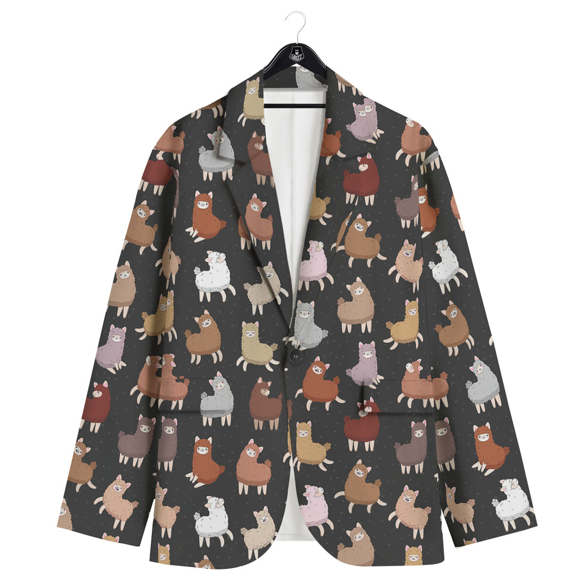 Happy Llama Print Pattern Men's Sport Coat-grizzshop