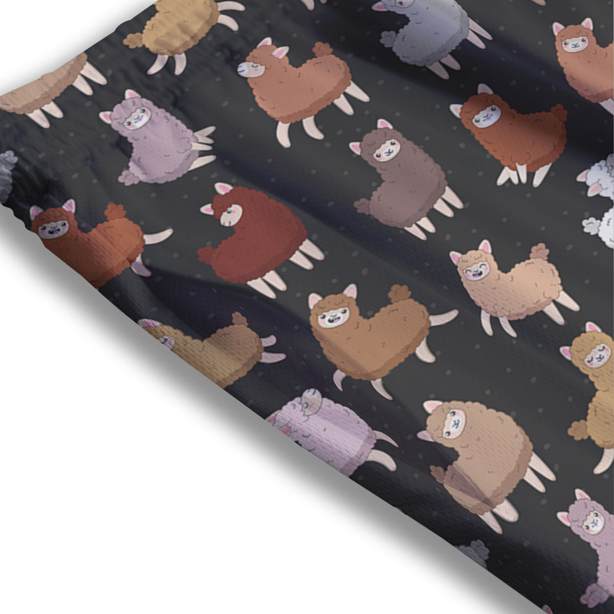 Happy Llama Print Pattern Mesh Shorts