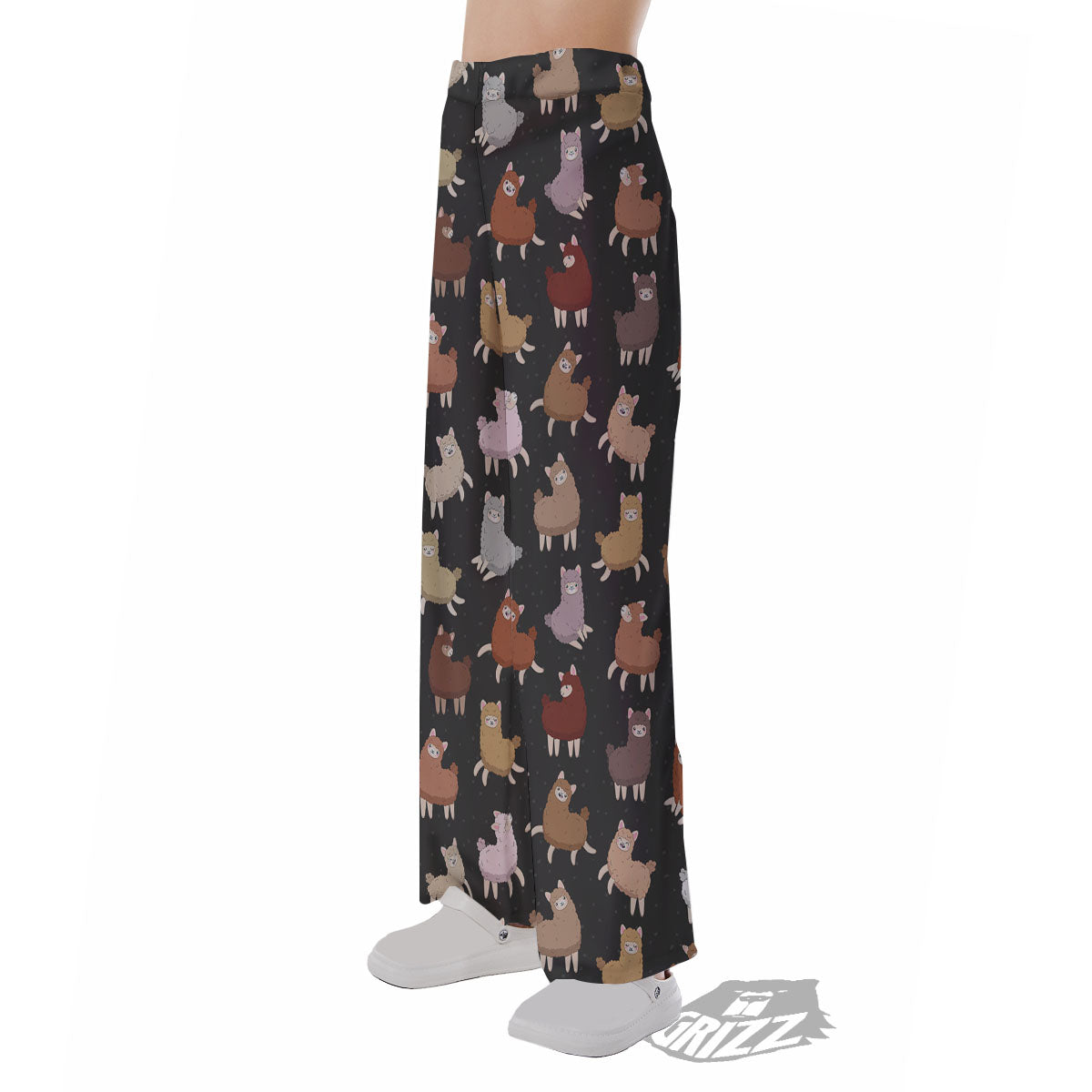 Happy Llama Print Pattern Pajama Pants-grizzshop