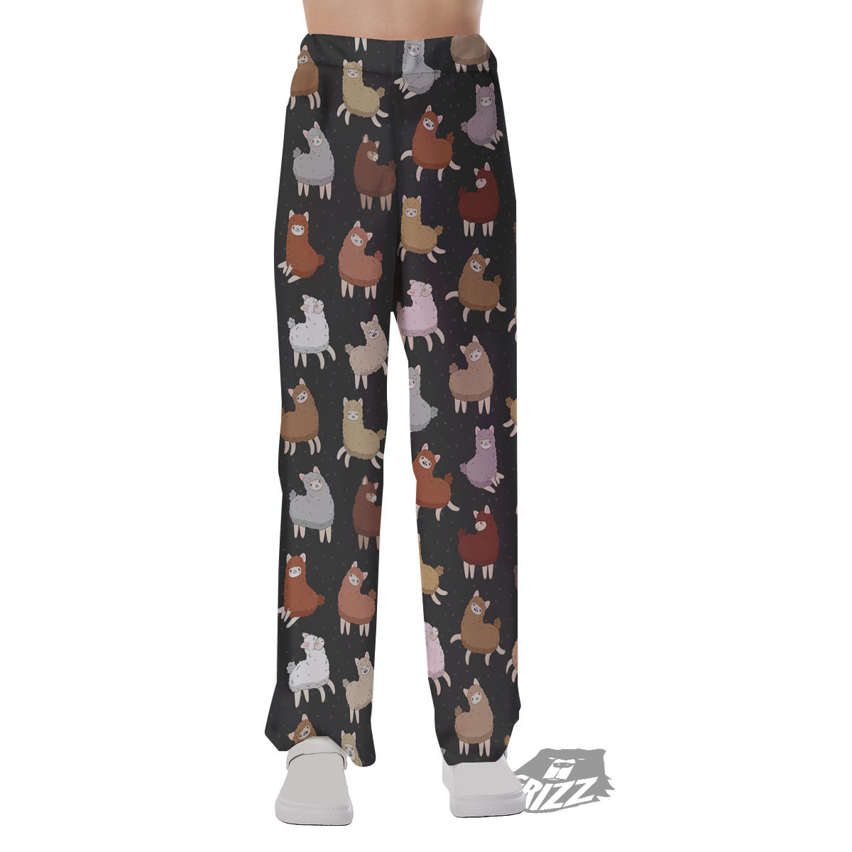 Happy Llama Print Pattern Pajama Pants-grizzshop