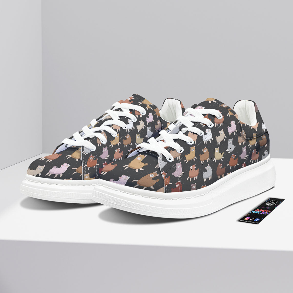 Happy Llama Print Pattern Platform Shoes-grizzshop