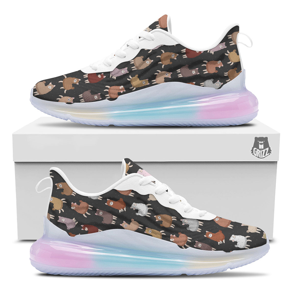 Happy Llama Print Pattern Running Sneakers-grizzshop