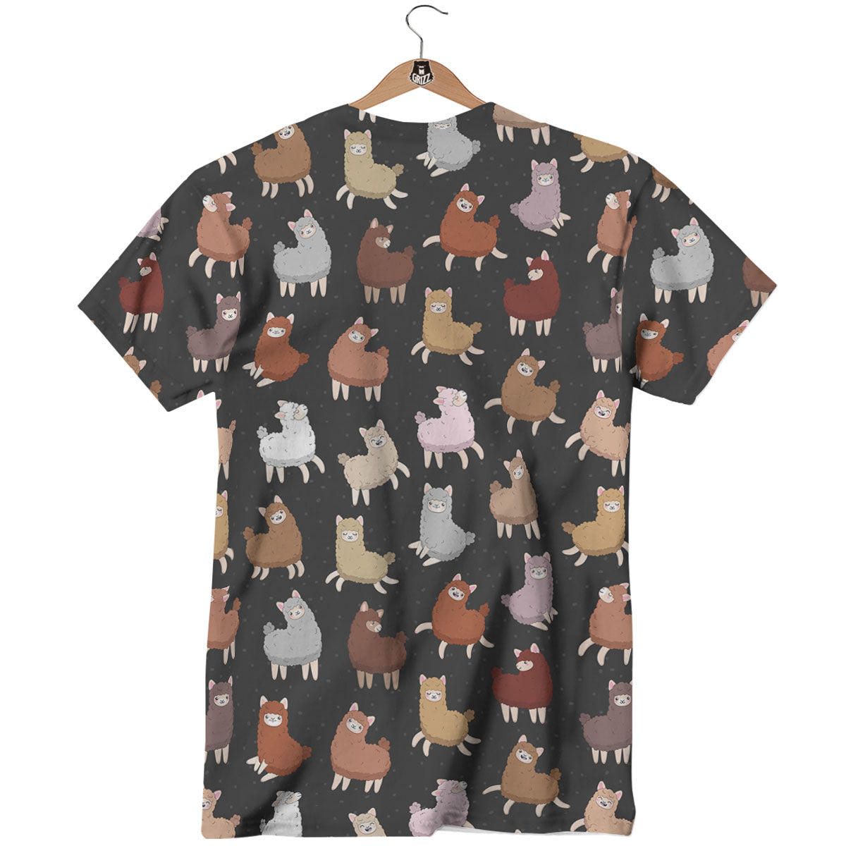 Happy Llama Print Pattern T-Shirt-grizzshop