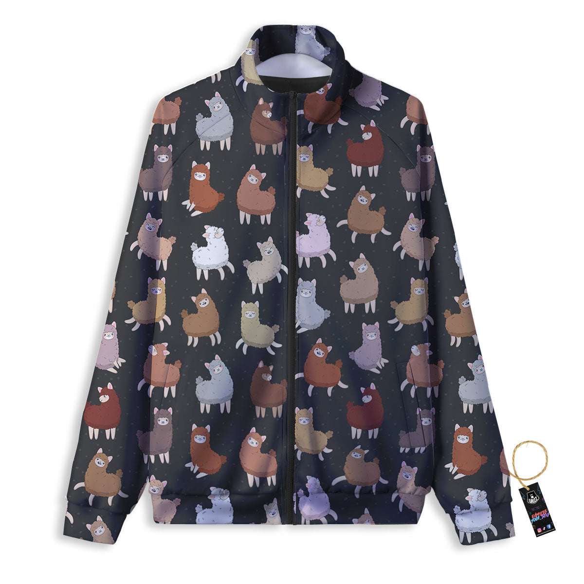 Happy Llama Print Pattern Track Jacket-grizzshop