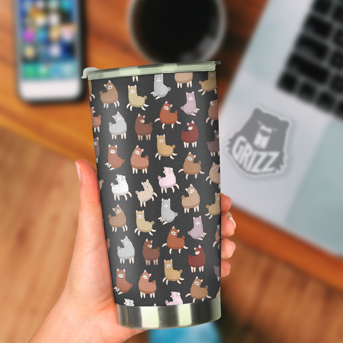 Happy Llama Print Pattern Tumbler-grizzshop