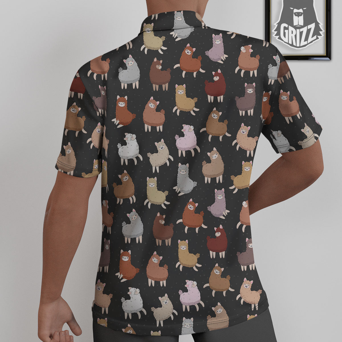 Happy Llama Print Pattern Untucked Shirts-grizzshop