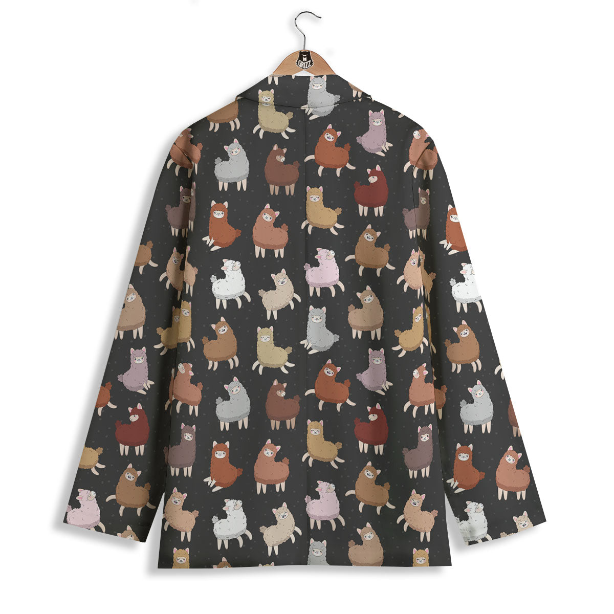 Happy Llama Print Pattern Women's Blazer-grizzshop