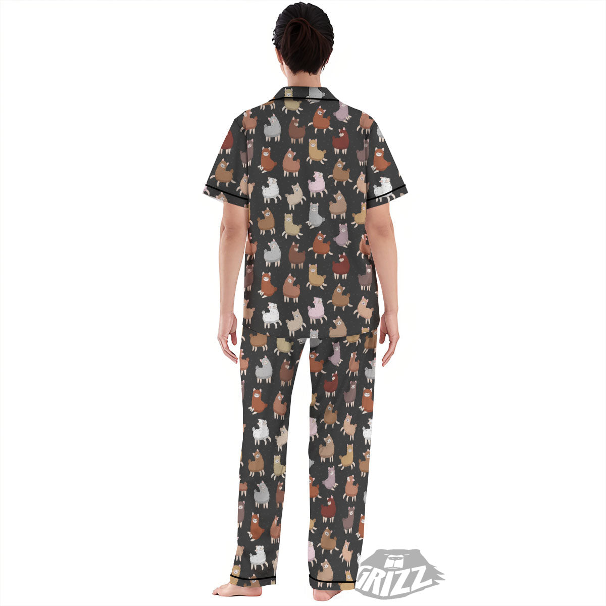 Happy Llama Print Pattern Women's Pajamas Set-grizzshop