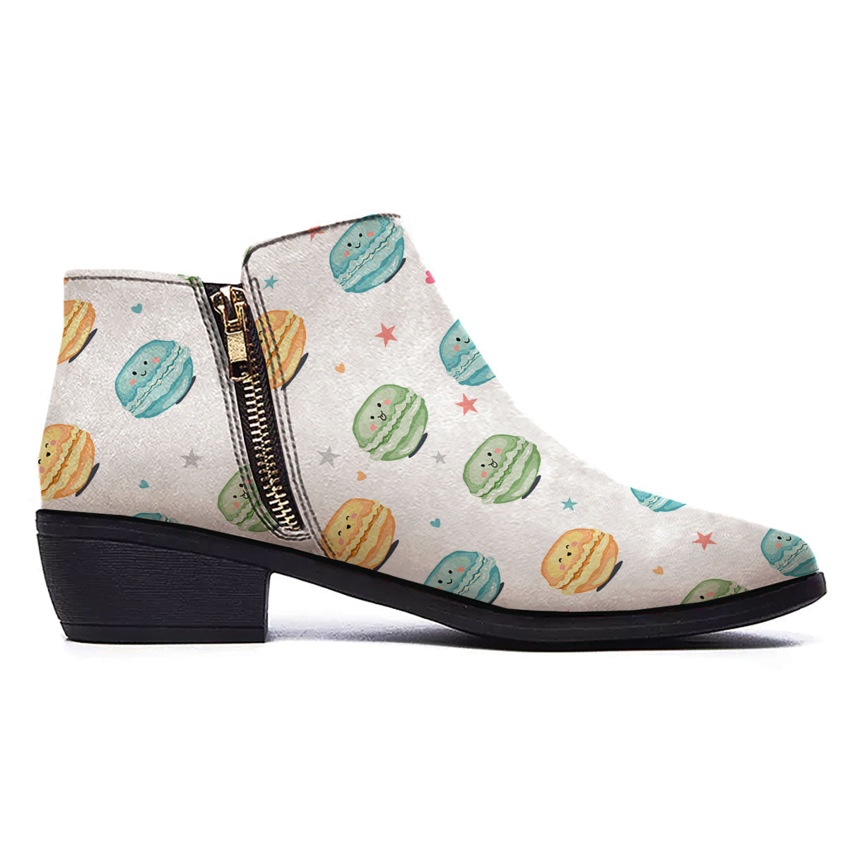 Happy Macarons Print Pattern Ankle Boots-grizzshop