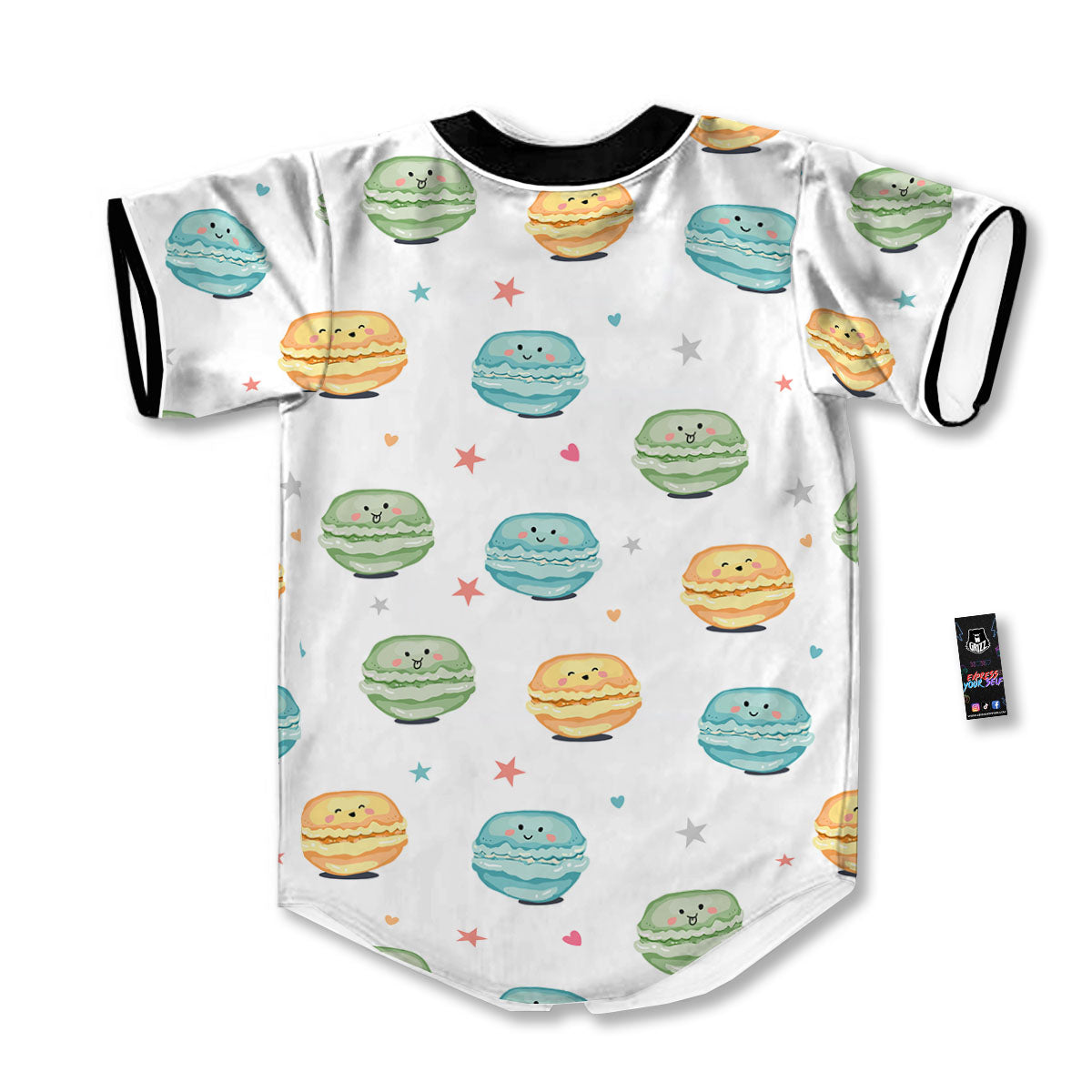 Happy Macarons Print Pattern Baseball Jersey-grizzshop