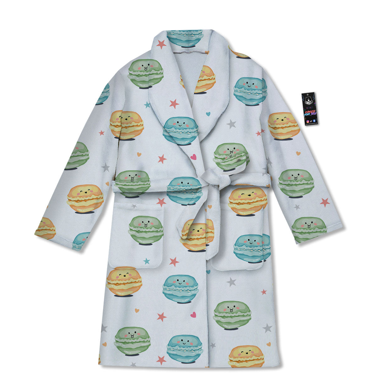 Happy Macarons Print Pattern Bathrobe-grizzshop