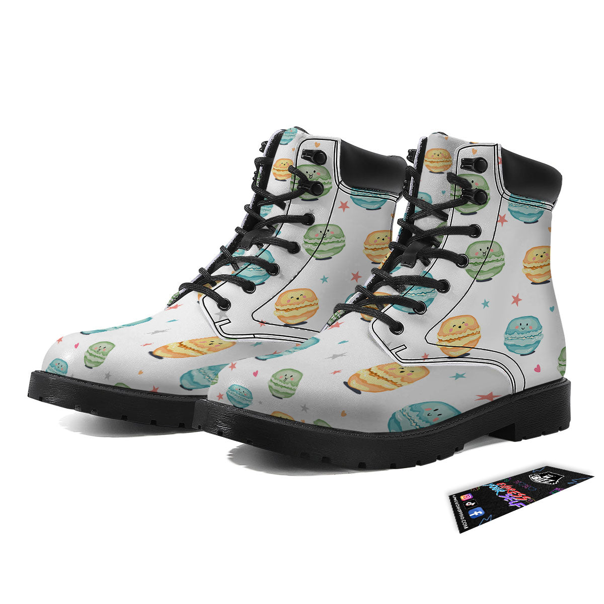 Happy Macarons Print Pattern Boots-grizzshop