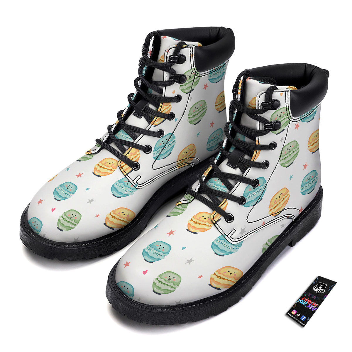 Happy Macarons Print Pattern Boots-grizzshop