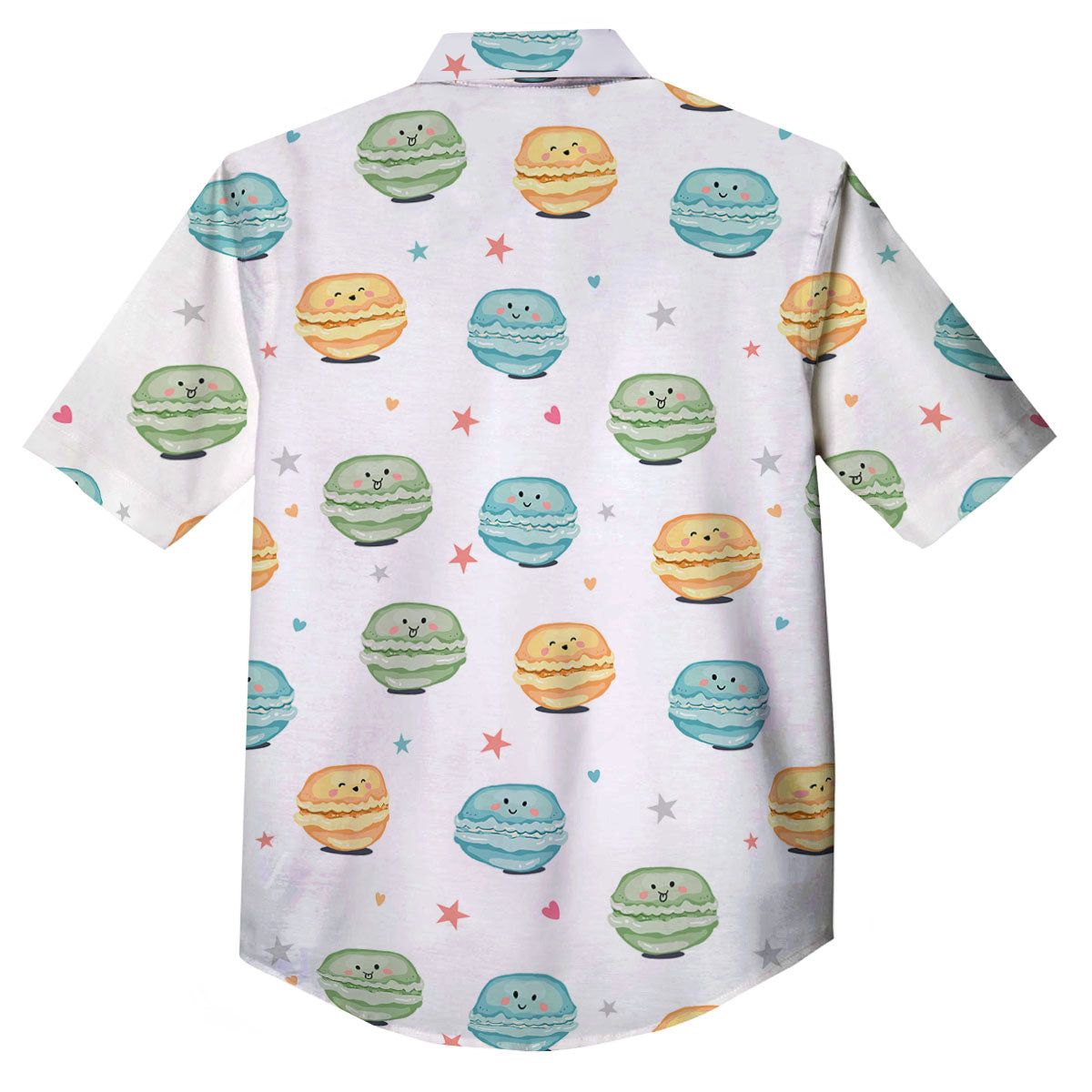 Happy Macarons Print Pattern Button Up Shirt-grizzshop