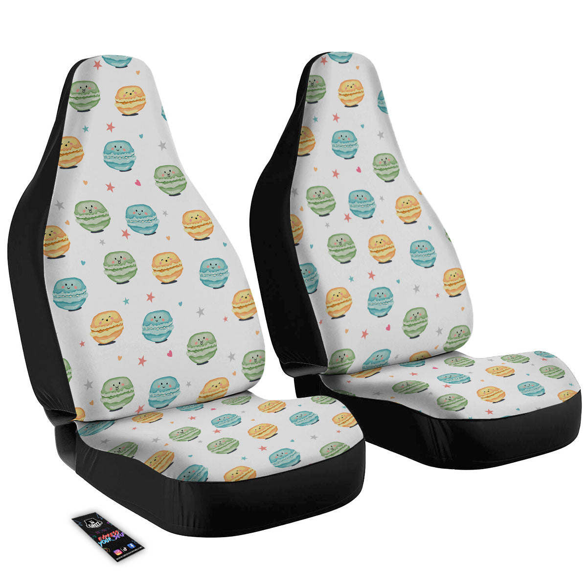 Happy Macarons Print Pattern Car Seat Covers-grizzshop
