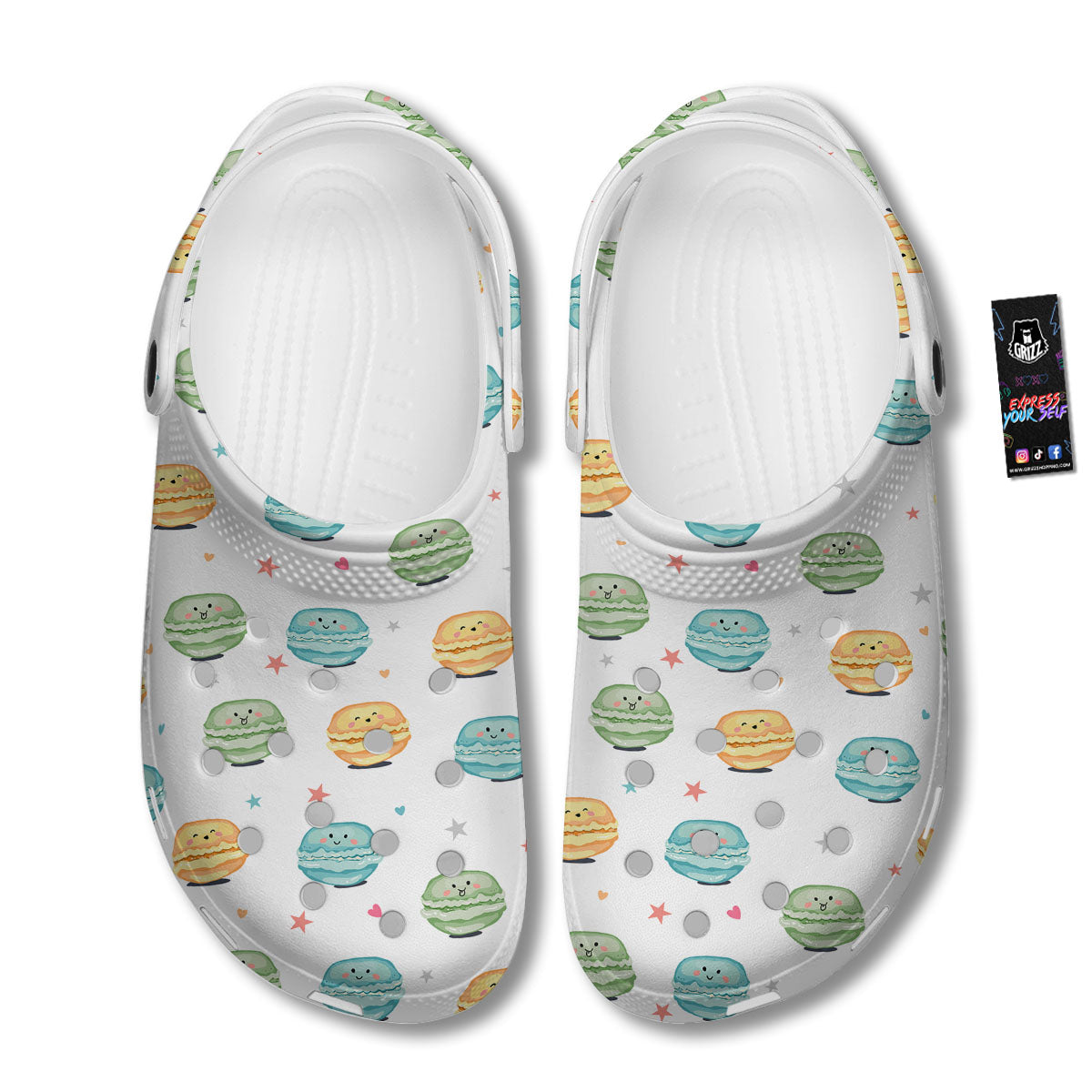 Happy Macarons Print Pattern Clog-grizzshop