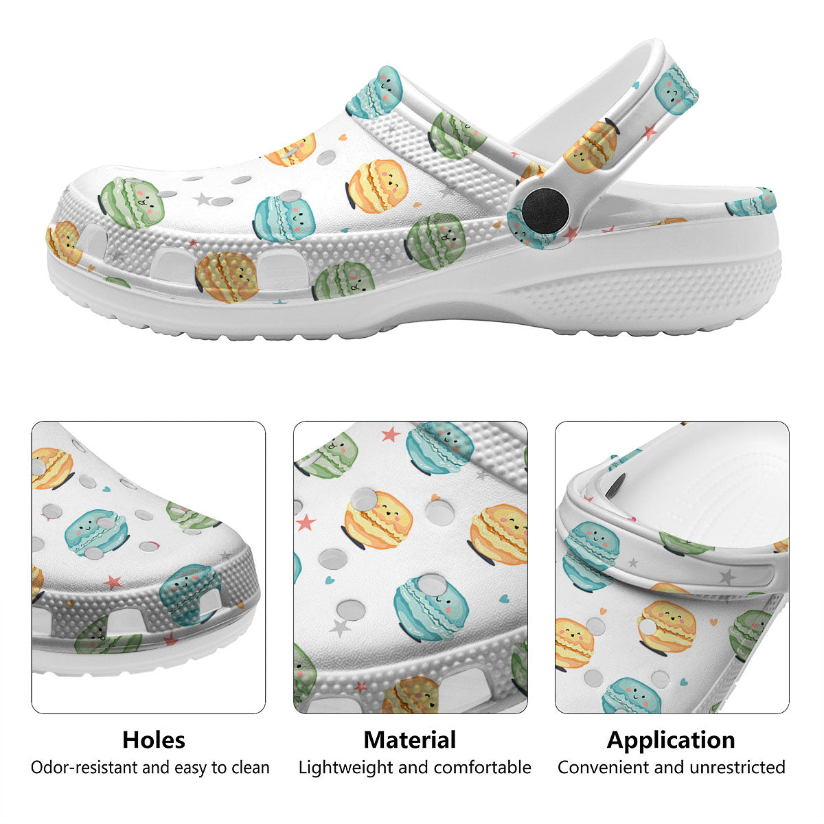 Happy Macarons Print Pattern Clog-grizzshop