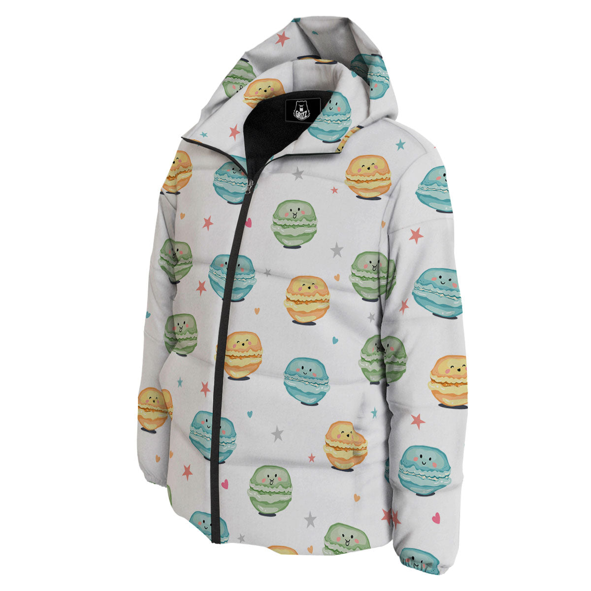 Happy Macarons Print Pattern Down Jacket-grizzshop
