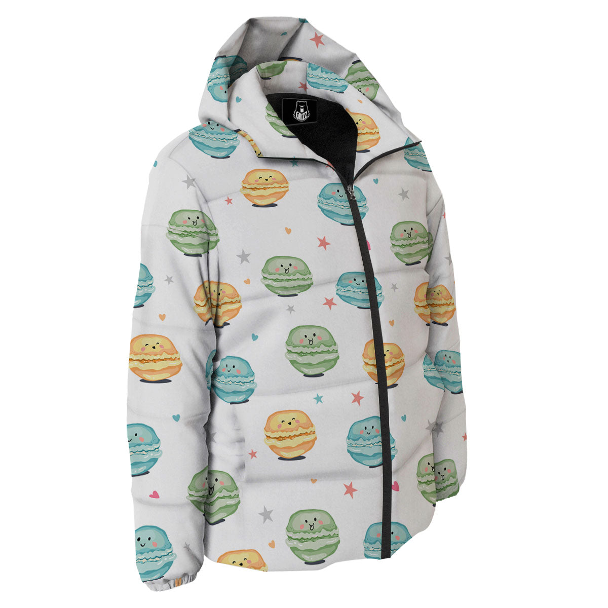 Happy Macarons Print Pattern Down Jacket-grizzshop