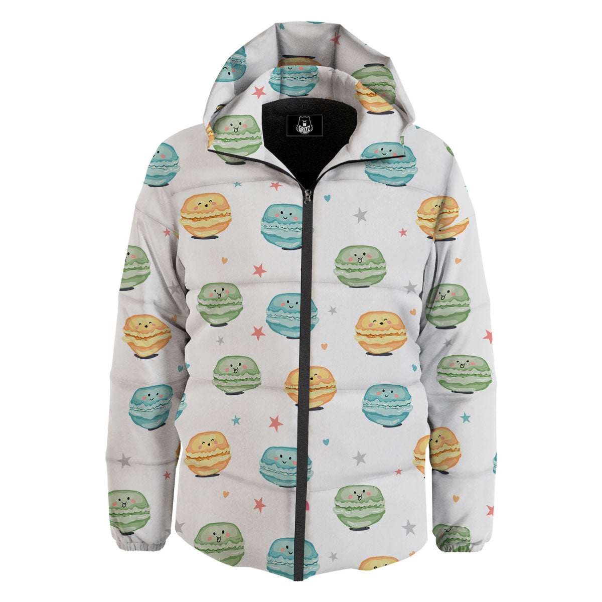 Happy Macarons Print Pattern Down Jacket-grizzshop