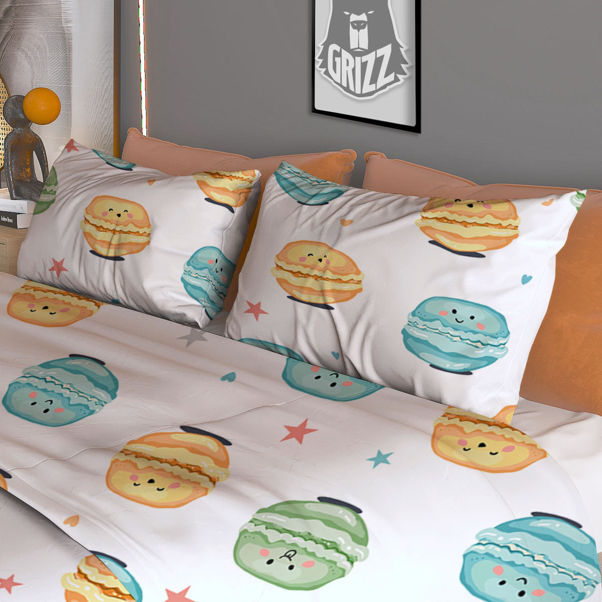 Happy Macarons Print Pattern Duvet Cover Bedding Set