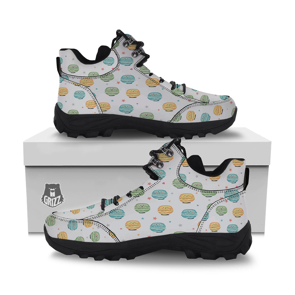 Happy Macarons Print Pattern Hiking Shoes-grizzshop
