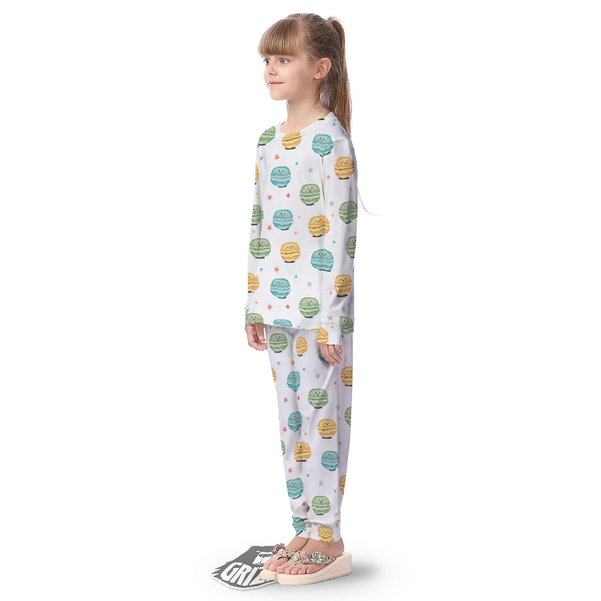 Happy Macarons Print Pattern Kid's Pajamas-grizzshop