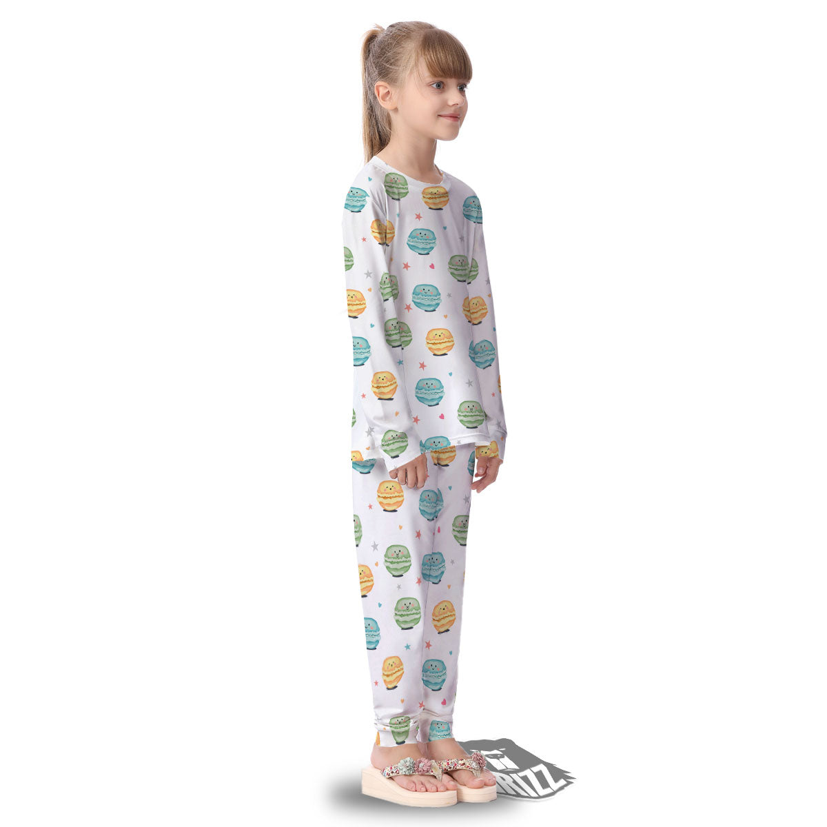 Happy Macarons Print Pattern Kid's Pajamas-grizzshop