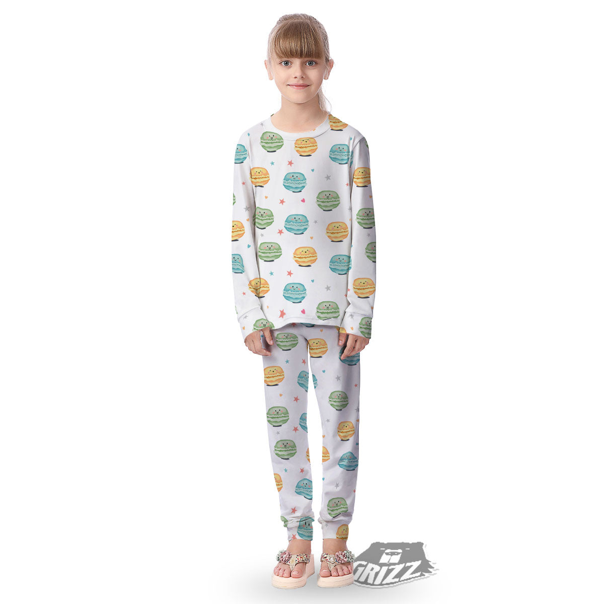 Happy Macarons Print Pattern Kid's Pajamas-grizzshop