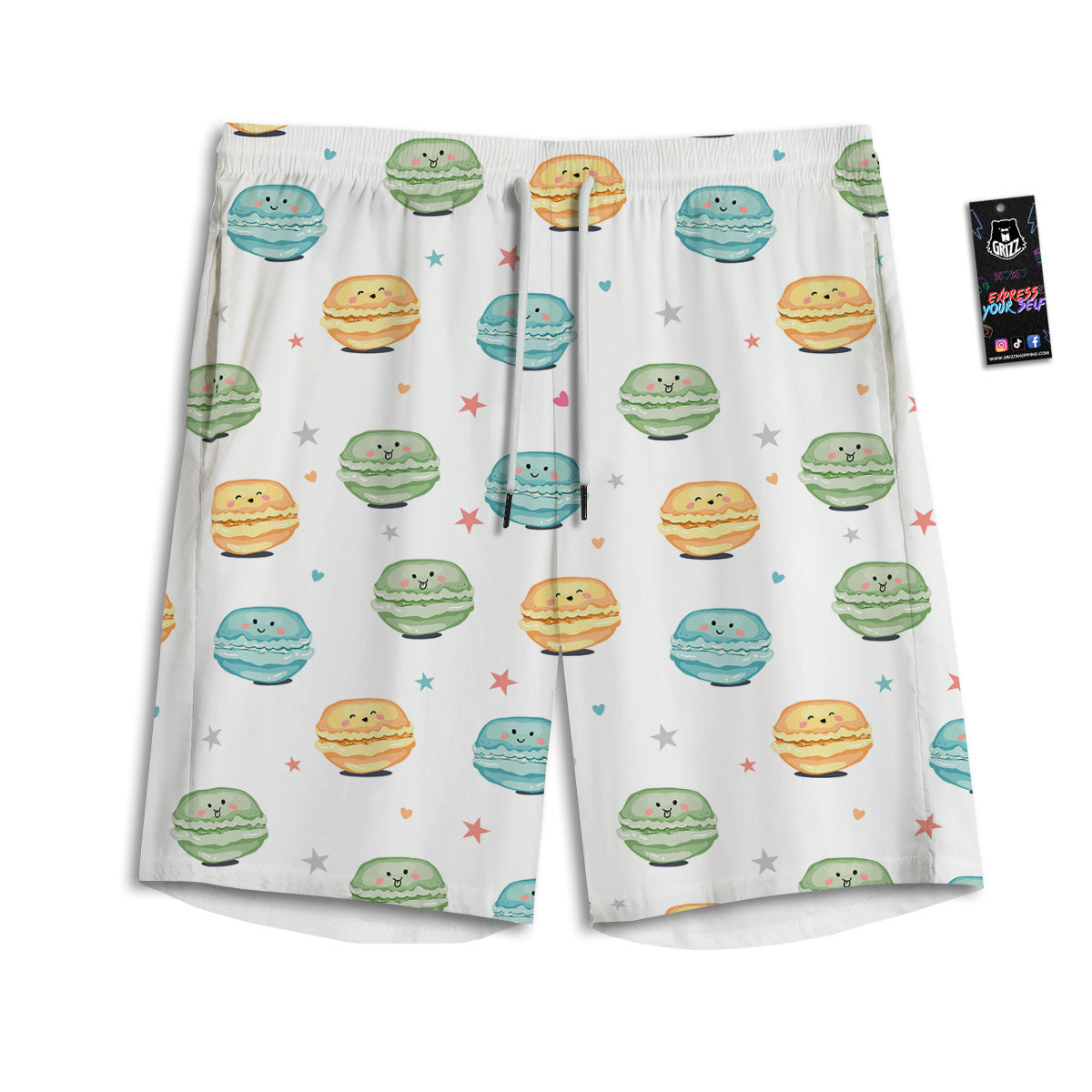Happy Macarons Print Pattern Men's Athletic Shorts