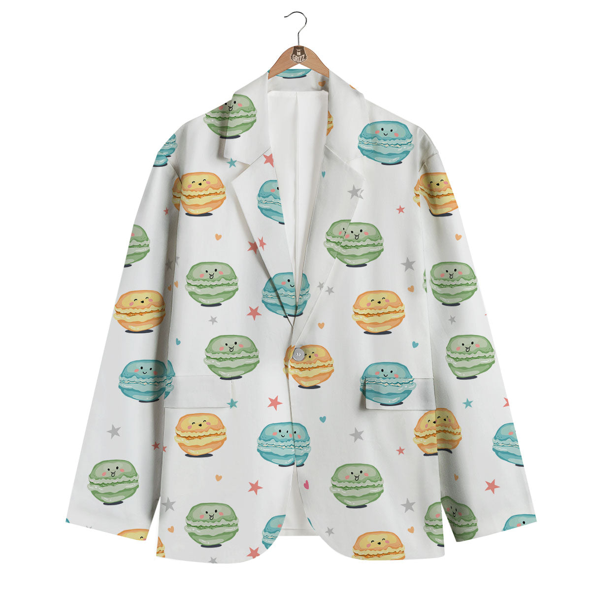 Happy Macarons Print Pattern Men's Blazer-grizzshop