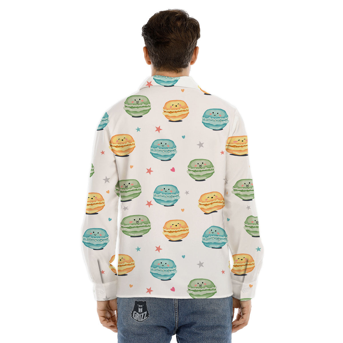 Happy Macarons Print Pattern Men's Dress Shirts-grizzshop