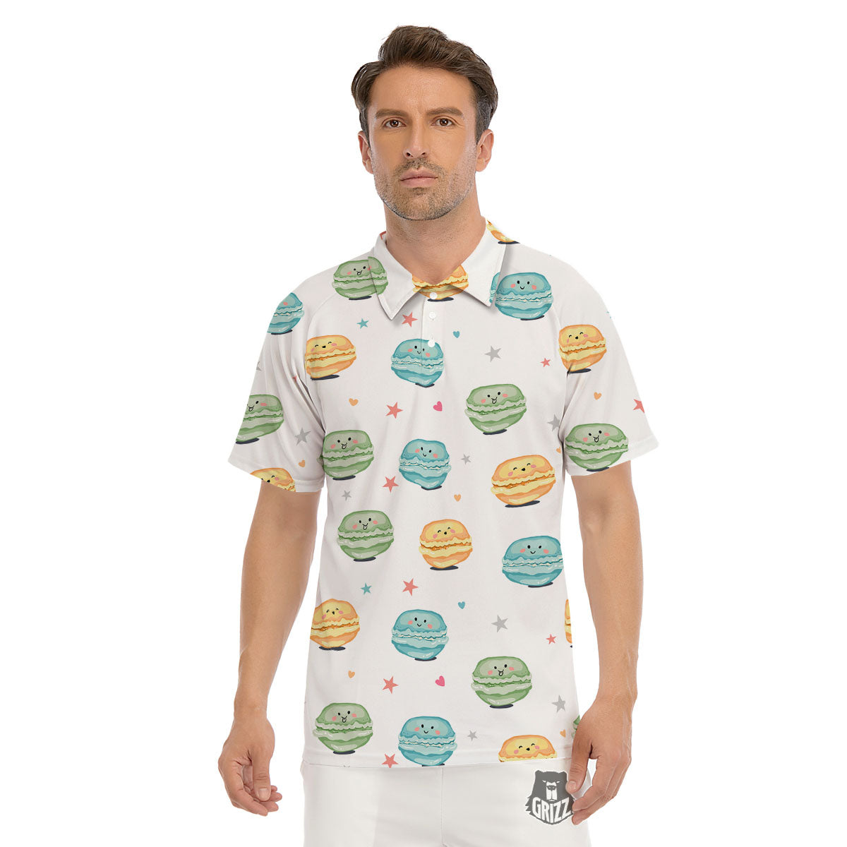 Happy Macarons Print Pattern Men's Golf Shirts-grizzshop