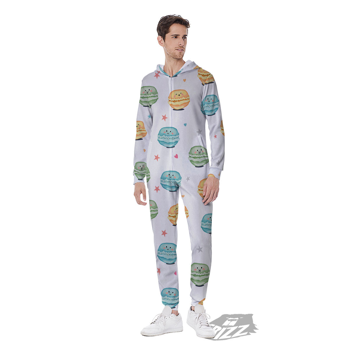 Happy Macarons Print Pattern Men's Jumpsuit-grizzshop