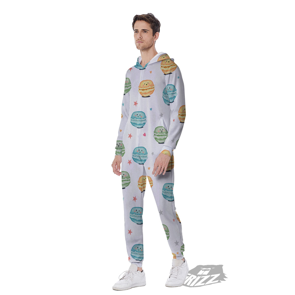Happy Macarons Print Pattern Men's Jumpsuit-grizzshop