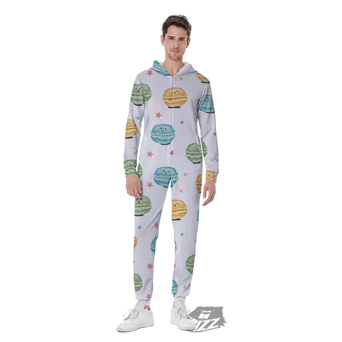 Happy Macarons Print Pattern Men's Jumpsuit-grizzshop