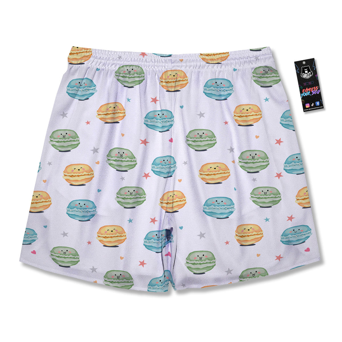 Happy Macarons Print Pattern Men's Running Shorts-grizzshop