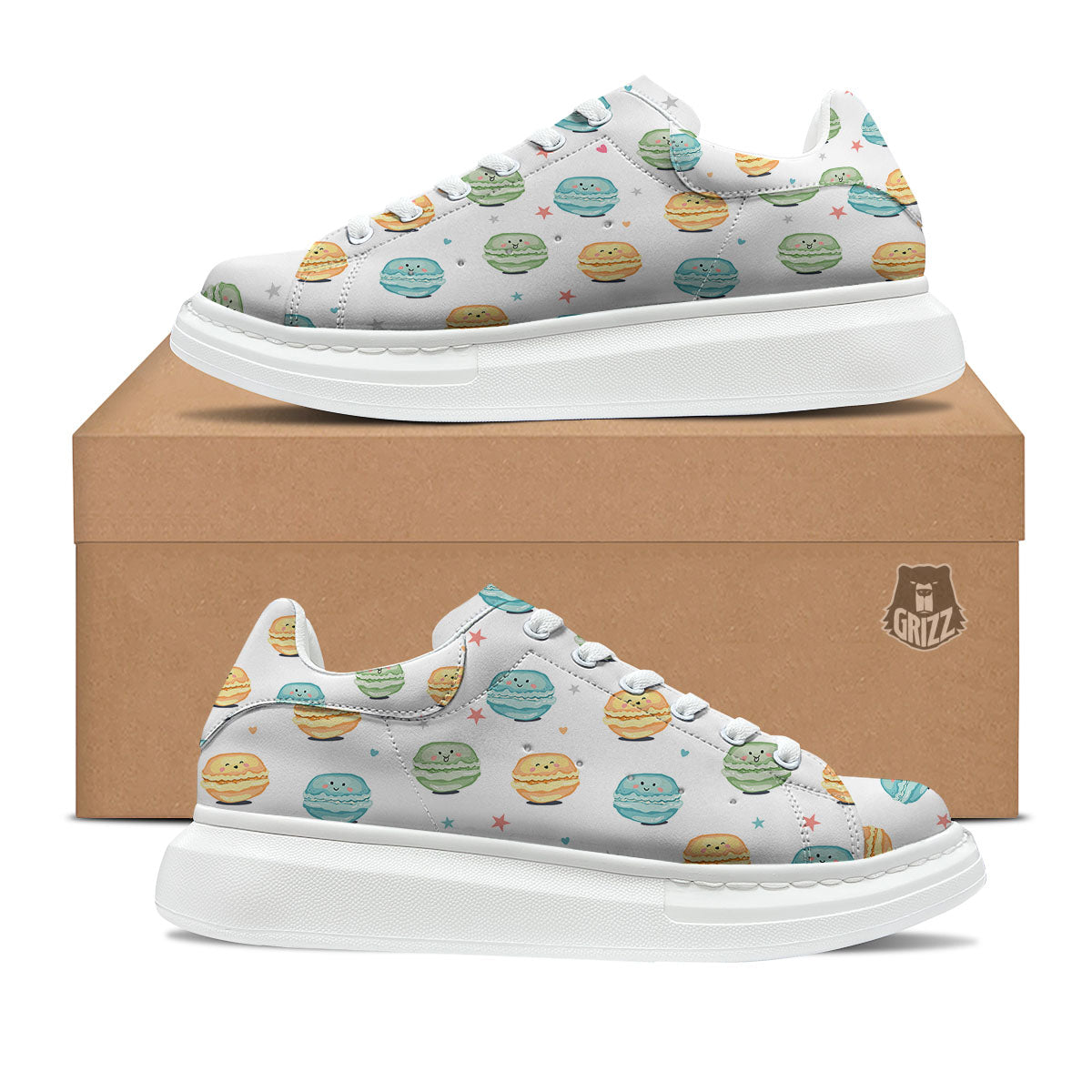 Happy Macarons Print Pattern Platform Shoes-grizzshop