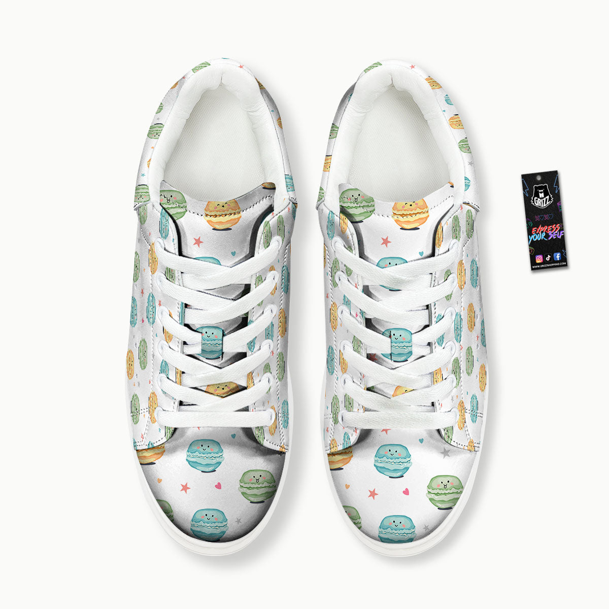 Happy Macarons Print Pattern Platform Shoes-grizzshop