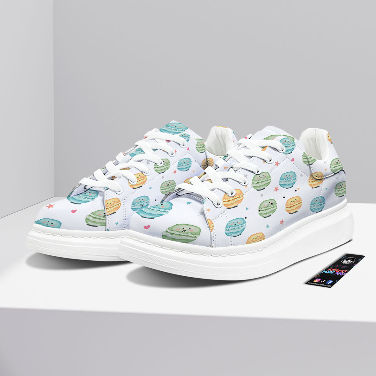 Happy Macarons Print Pattern Platform Shoes-grizzshop