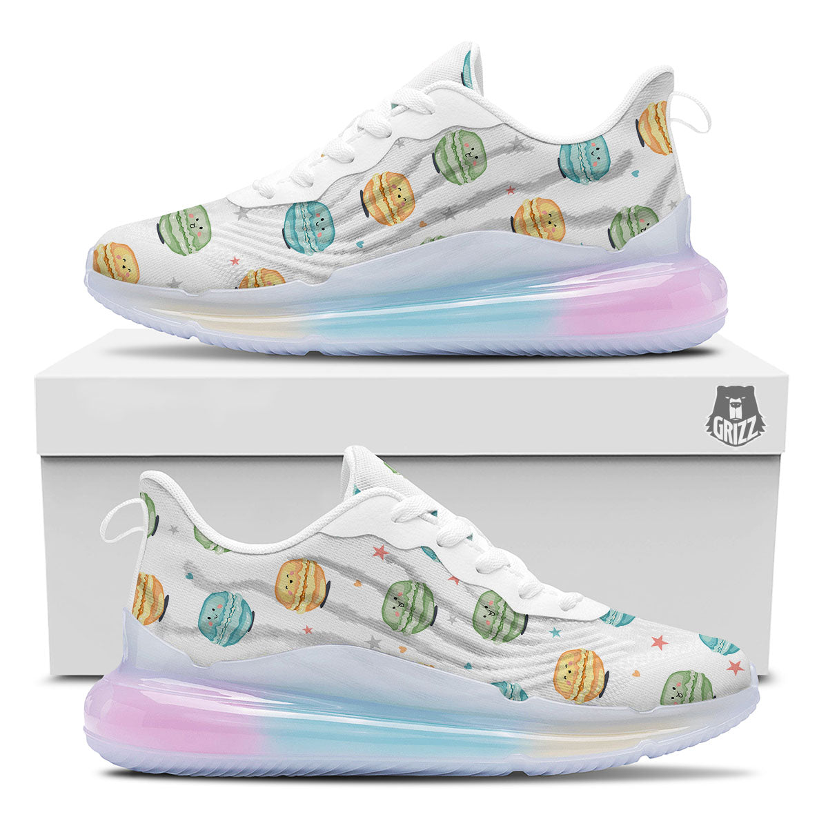 Happy Macarons Print Pattern Running Sneakers-grizzshop