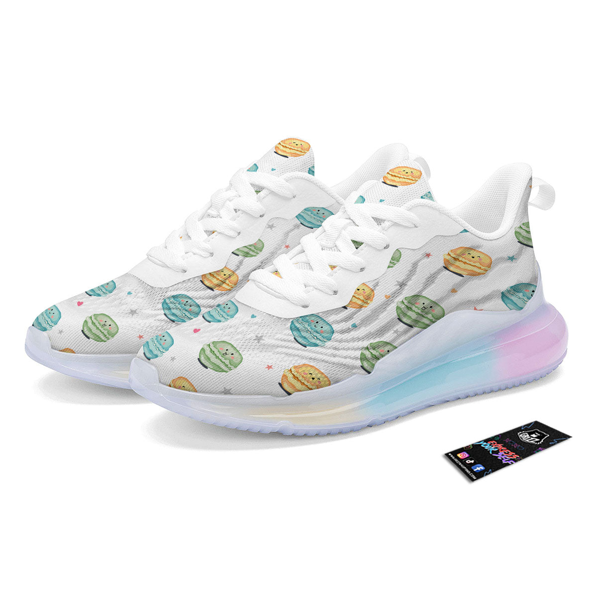Happy Macarons Print Pattern Running Sneakers-grizzshop