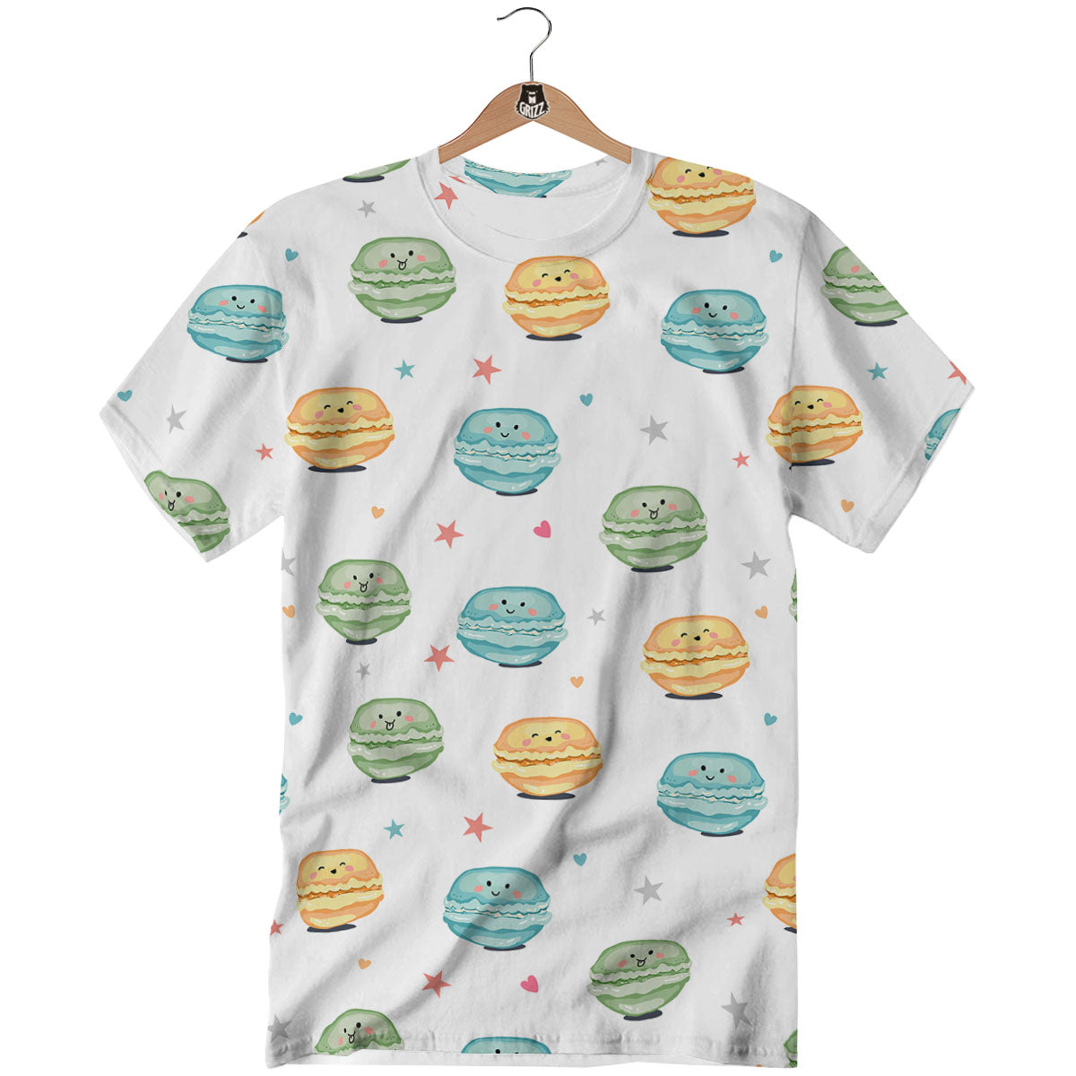 Happy Macarons Print Pattern T-Shirt-grizzshop