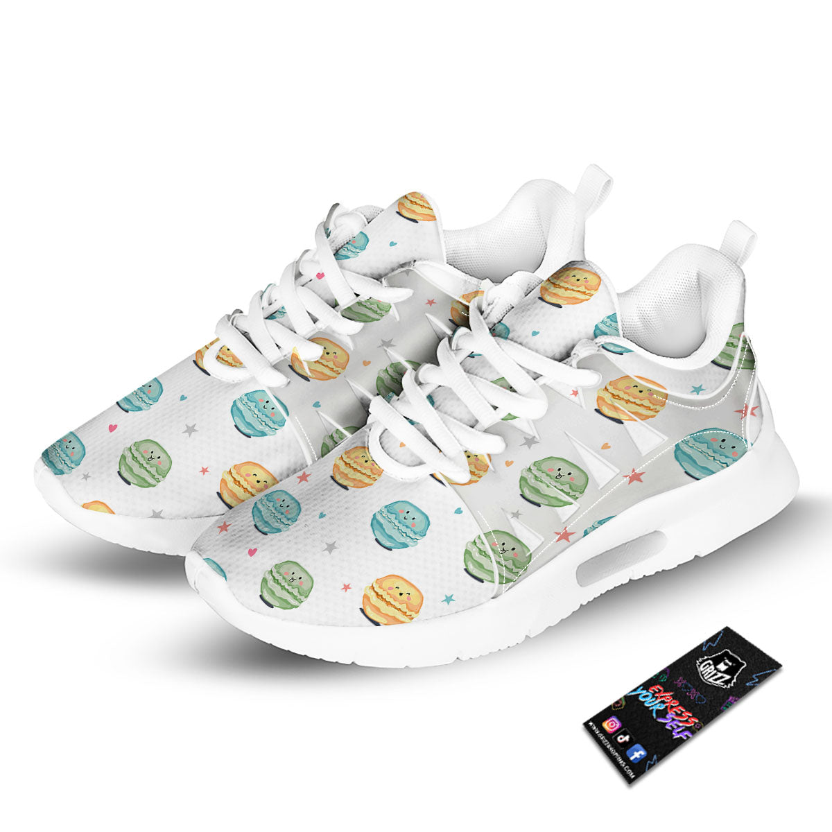 Happy Macarons Print Pattern Tennis Shoes-grizzshop