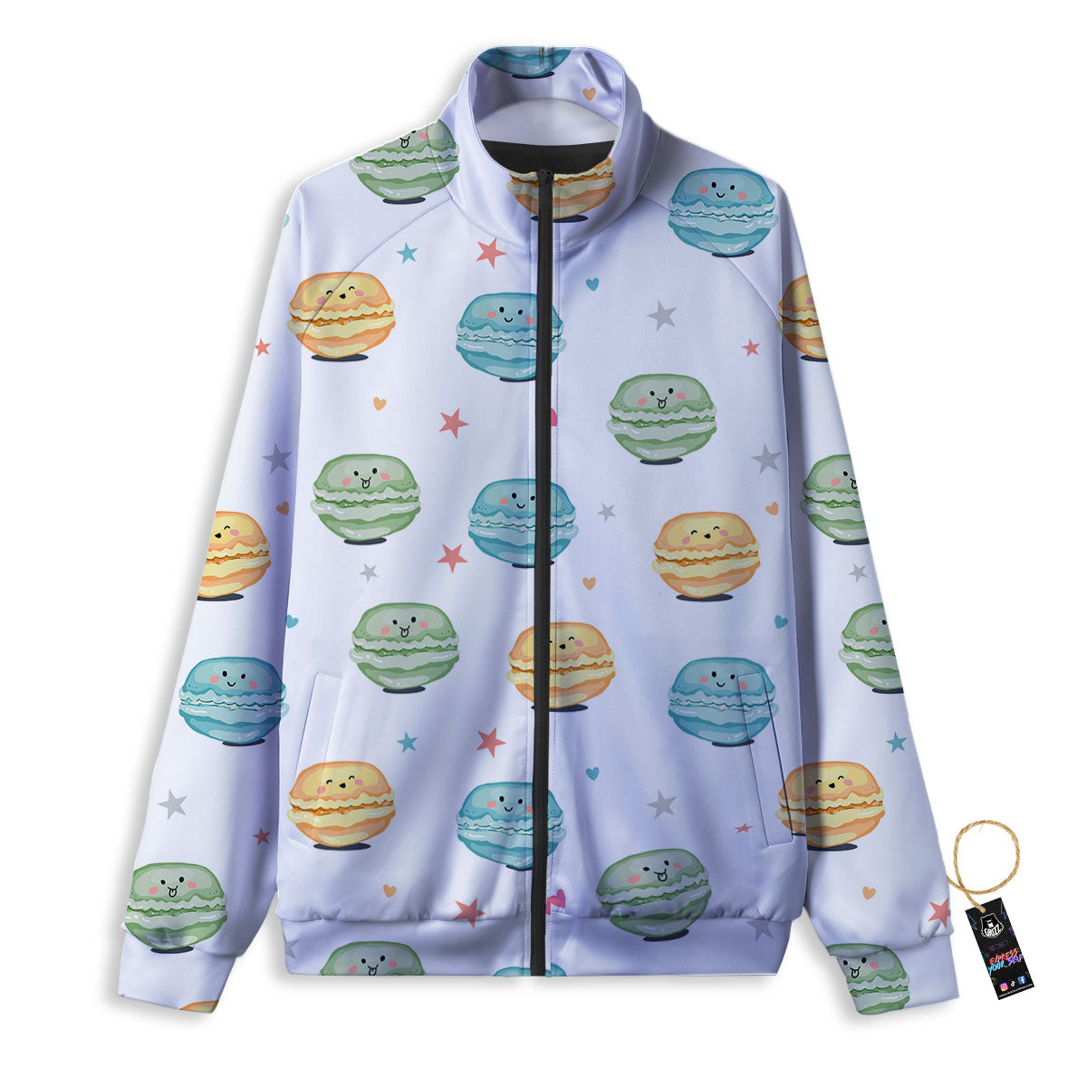Happy Macarons Print Pattern Track Jacket-grizzshop