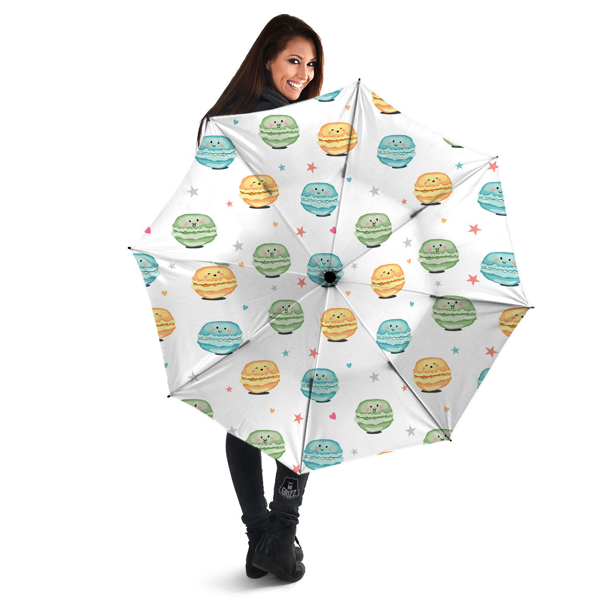 Happy Macarons Print Pattern Umbrella-grizzshop